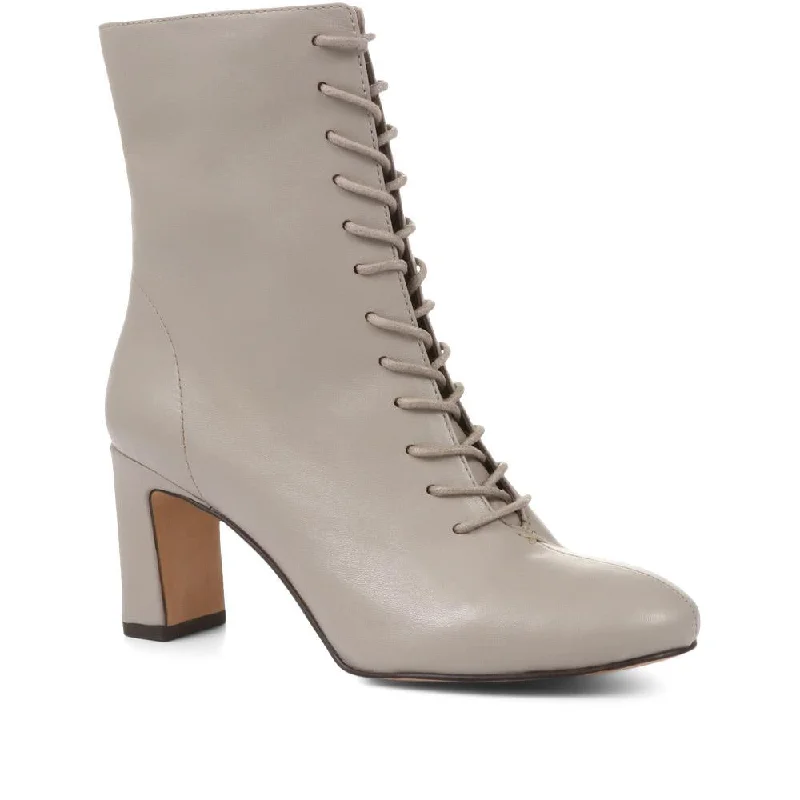 Lightweight Snow Boots Lenore Heeled Leather Ankle Boots - LENORE / 322 353