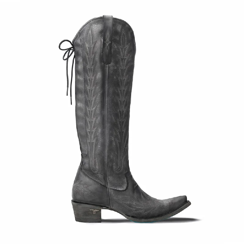 Casual Booties For Sale Lexington Knee High Corset Embroidered Snip Toe Zippered Cowboy Boots