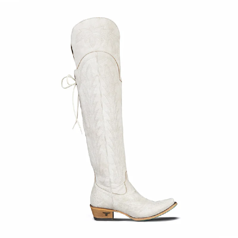 Summer Sports Shoes Lexington OTK Corset Embroidered Snip Toe Zippered Cowboy Boots