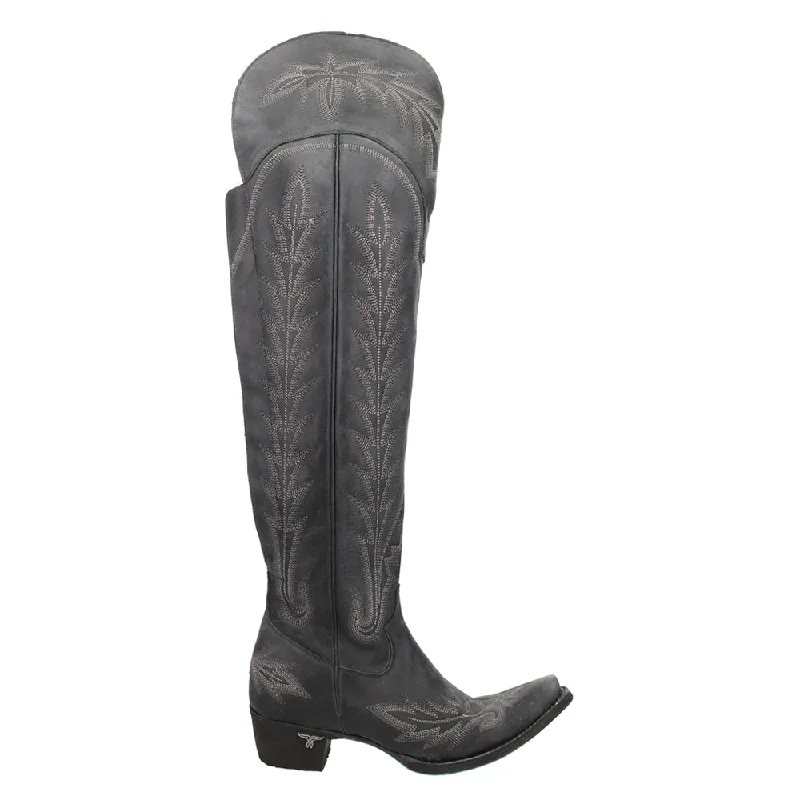 Cozy Casual Shoes Lexington OTK Corset Embroidered Snip Toe Zippered Cowboy Boots