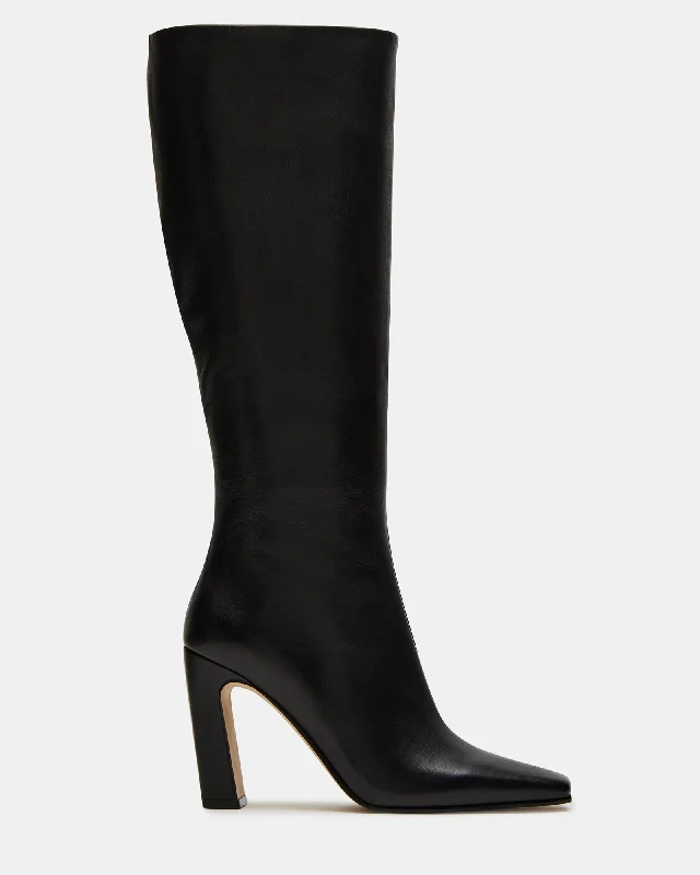 Sporty Snow Boots LIZETTE BLACK LEATHER