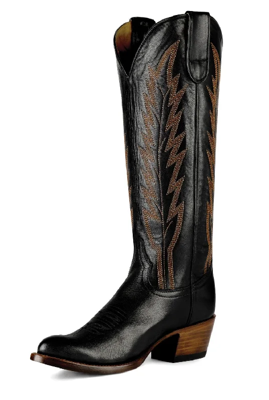 Stylish Work Shoes Macie Bean Womens Burnin Daylight Black Leather Cowboy Boots