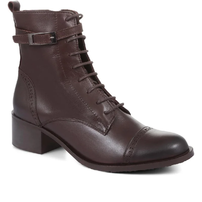 Comfortable Platform Shoes Madie Heeled Leather Ankle Boots - MADIE / 320 433
