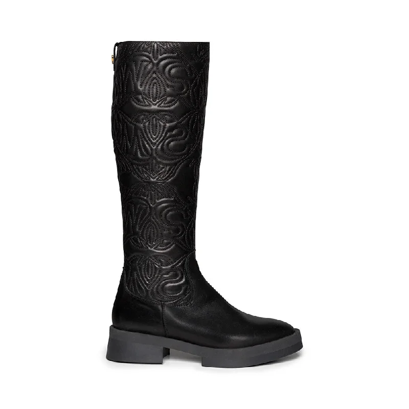 Stylish Sneakers For Hiking Malisha Boot BLACK LEATHER