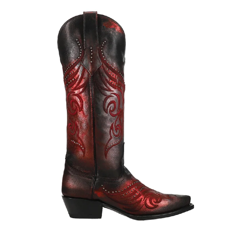 Trendy High Top Sneakers Masquerade Embroidered Gradient Metallic Studded Snip Toe Cowboy Boots