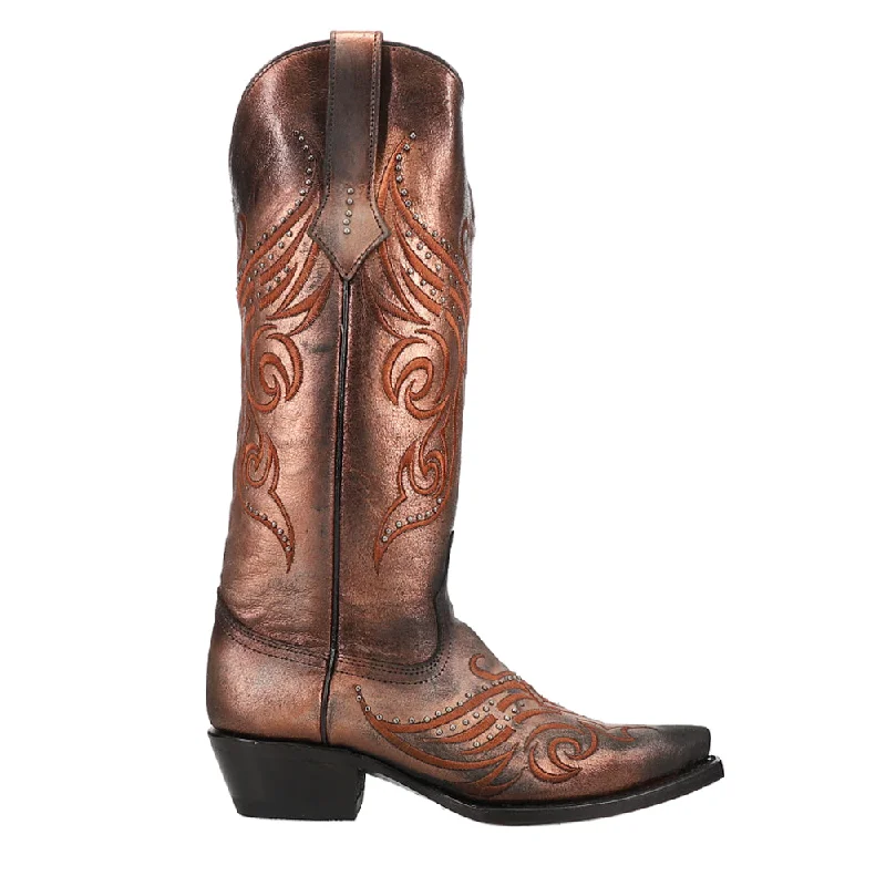 High Quality Sneakers Masquerade Embroidery Gradient Metallic Studded Snip Toe Cowboy Boots