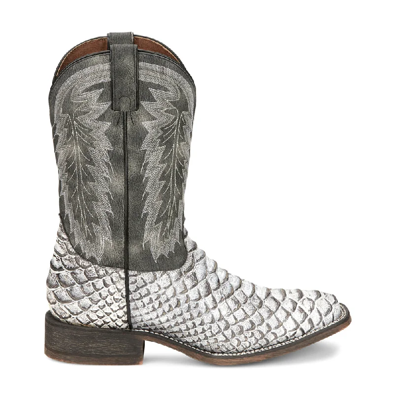 Stylish Boots For Work Mescalero Rodeo Snake Print Square Toe Cowboy Boots