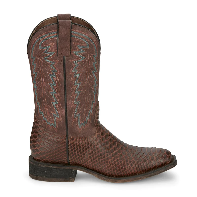 Elegant Casual Footwear Mescalero Snake Print Square Toe Cowboy Boots