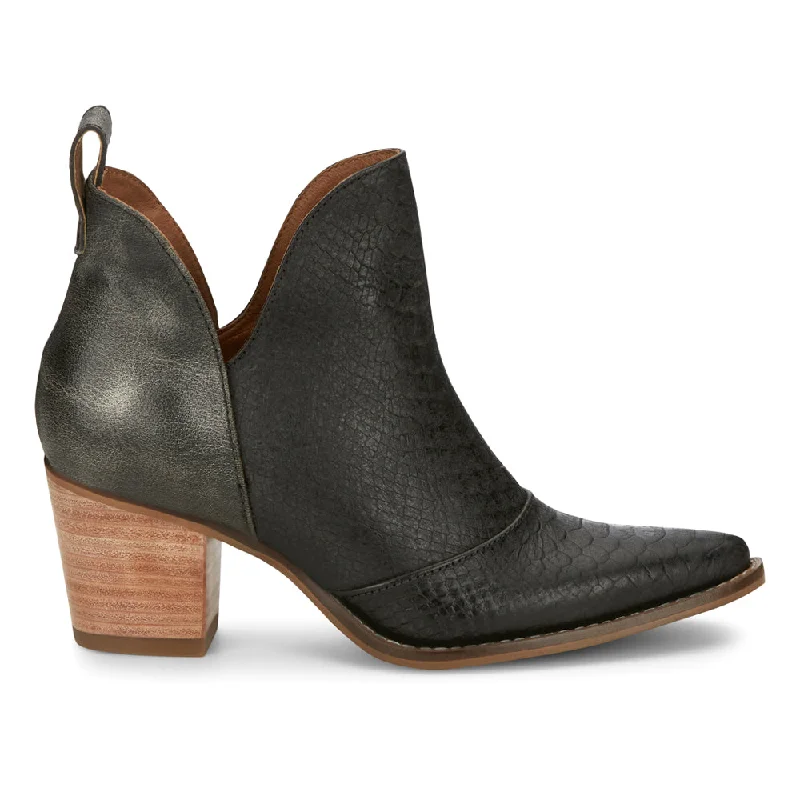 Trendy Formal Shoes Micki Snake Print Snip Toe Cowboy Booties