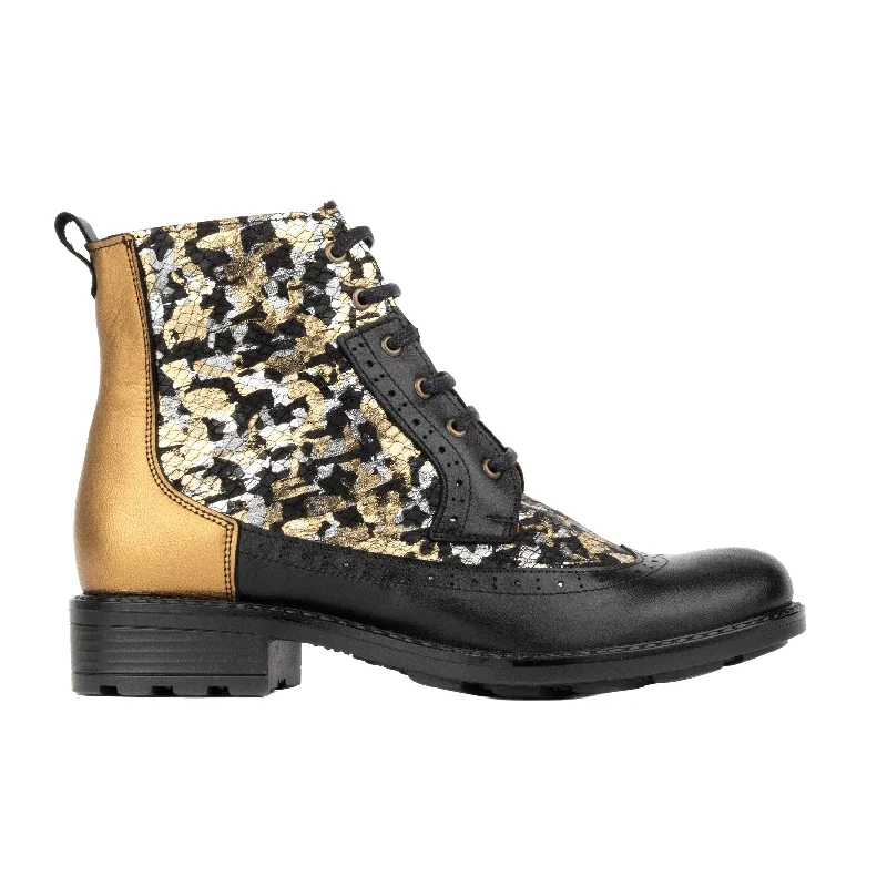 Designer Work Shoes Milliner - Black & Gold Shimmer