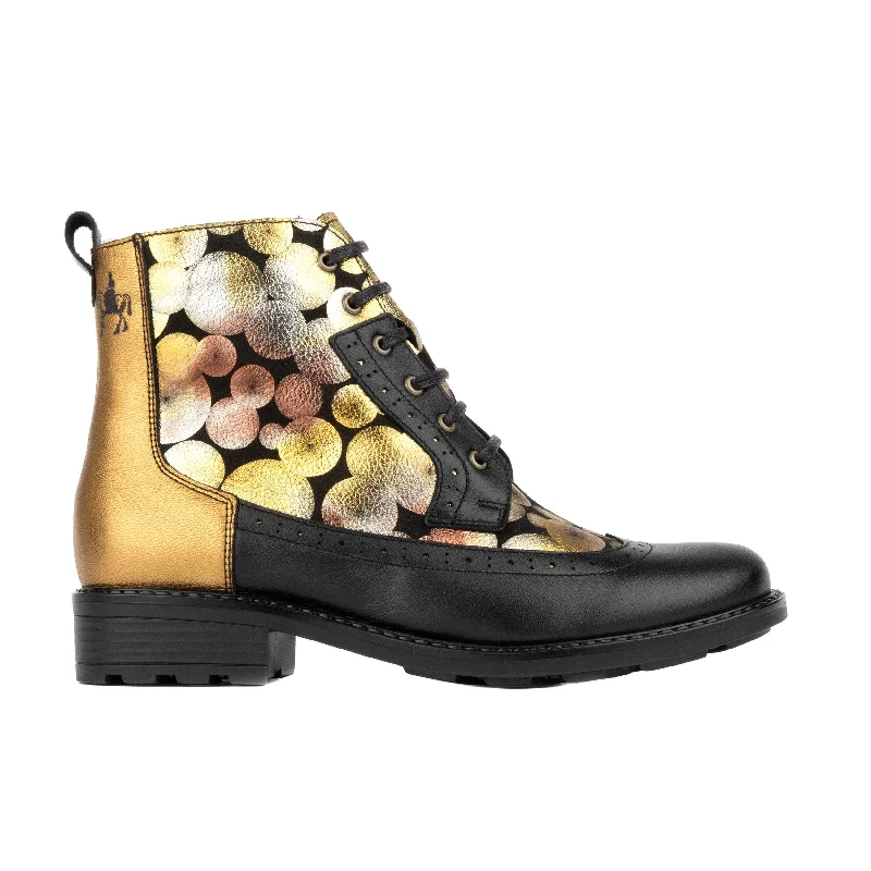 High Fashion Work Boots Milliner Wool - Black & Gold Sphere