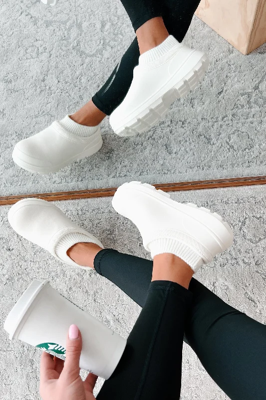 Comfortable Lace-Up Shoes My Version Of Paradise Ankle Knit Rubber Clogs (Off White)