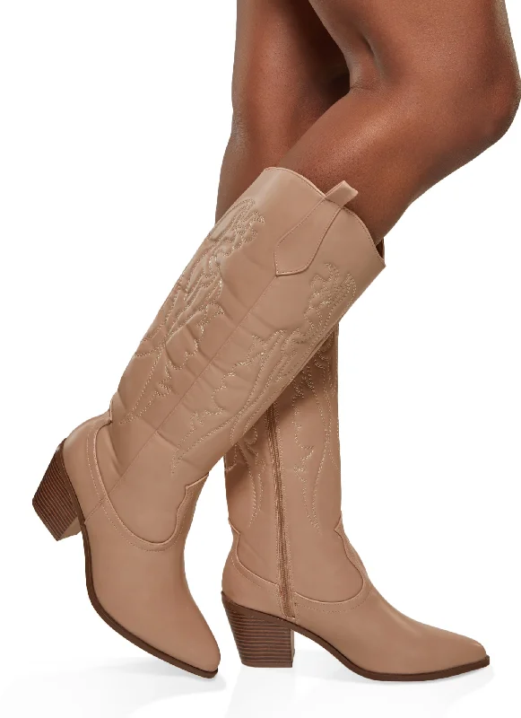 Stylish Winter Boots Mid Heel Cowboy Boots