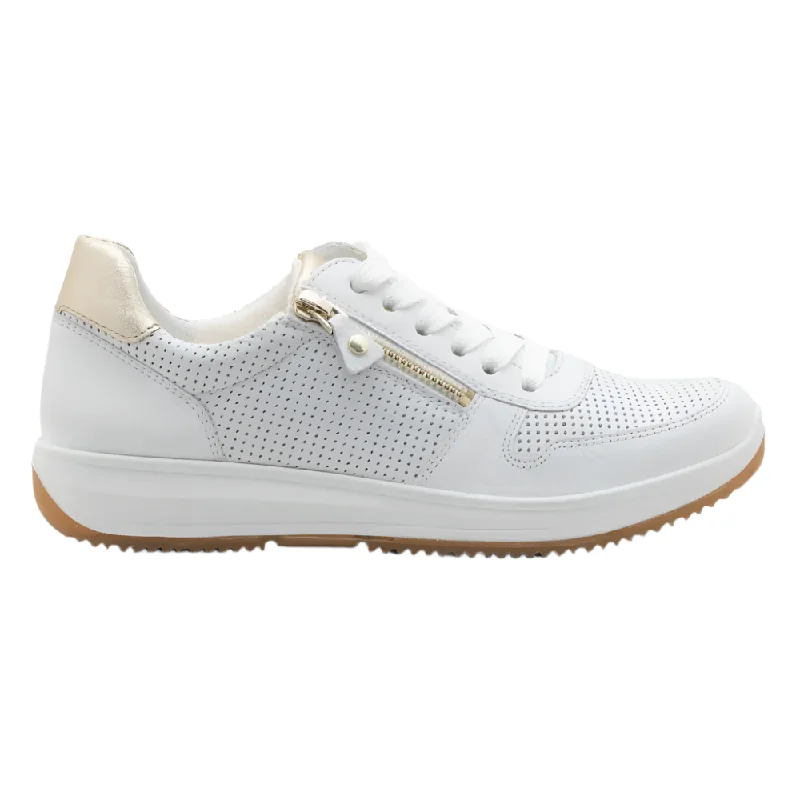 Best Formal Shoes Online Ara Women's Opal Zip & Lace Sneaker White / Platinum Calf / Metallic