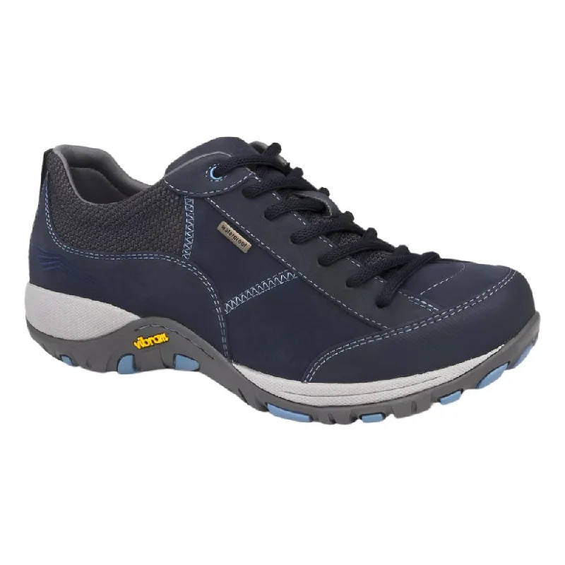 Fashionable Work Boots Dansko Women's Paisley Tie Waterproof Navy Milled Nubuck