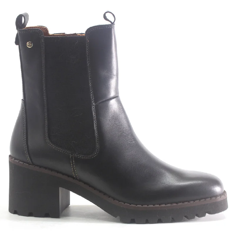 Stylish Running Footwear Viella Calfskin Leather Women's Block Heeled Chelsea Boots
