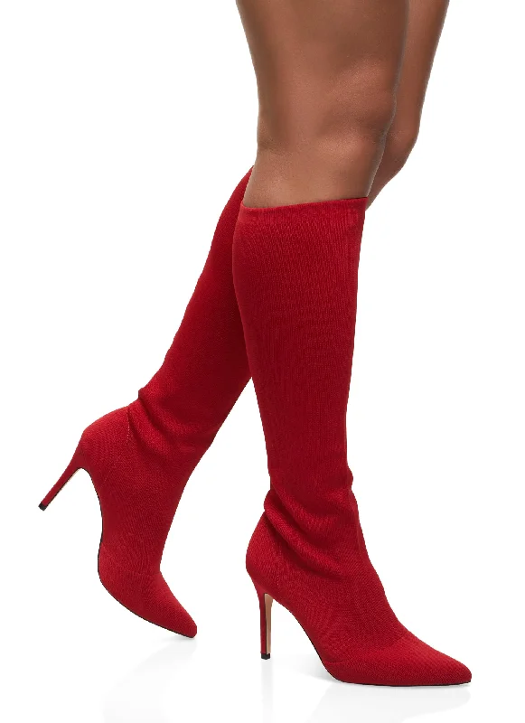 Fashionable Hiking Shoes Pointed Toe Tall Sock Boots