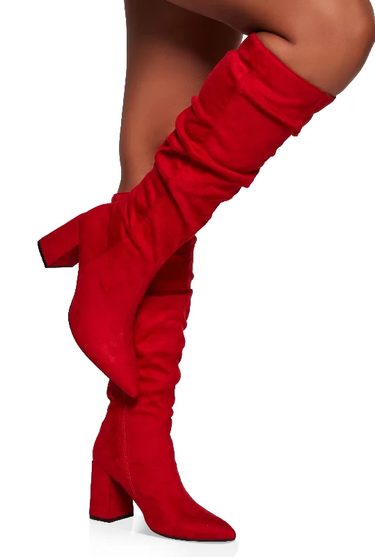 Comfortable Flats For Work Block Heel Slouch Knee High Boots