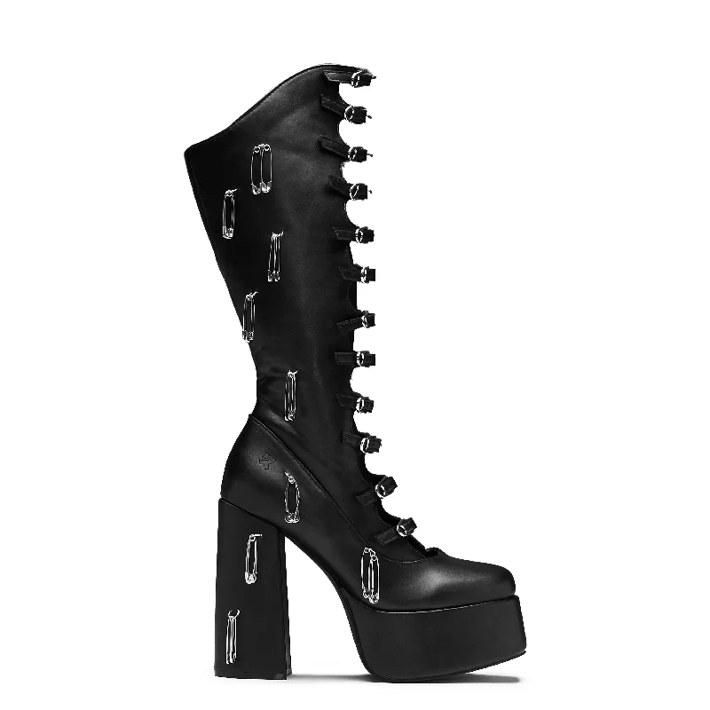 Waterproof Loafers Renegade Safety Pin Tall Boots - Black