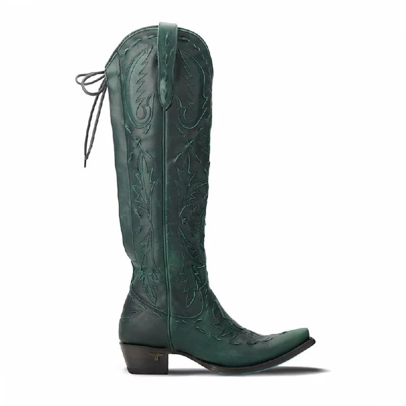 Slip-On Winter Shoes Reverie Overlay Corset Tooled-Inlay Snip Toe Cowboy Boots