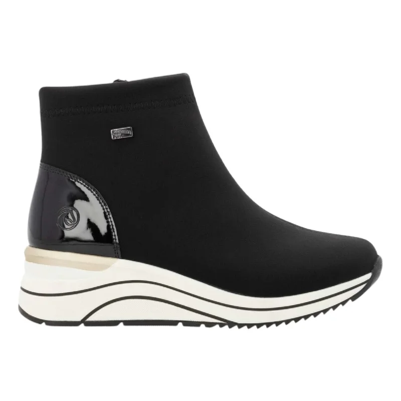 Comfortable Lace-Up Shoes Rieker Women's D0T73-03 Black Stretch Waterproof