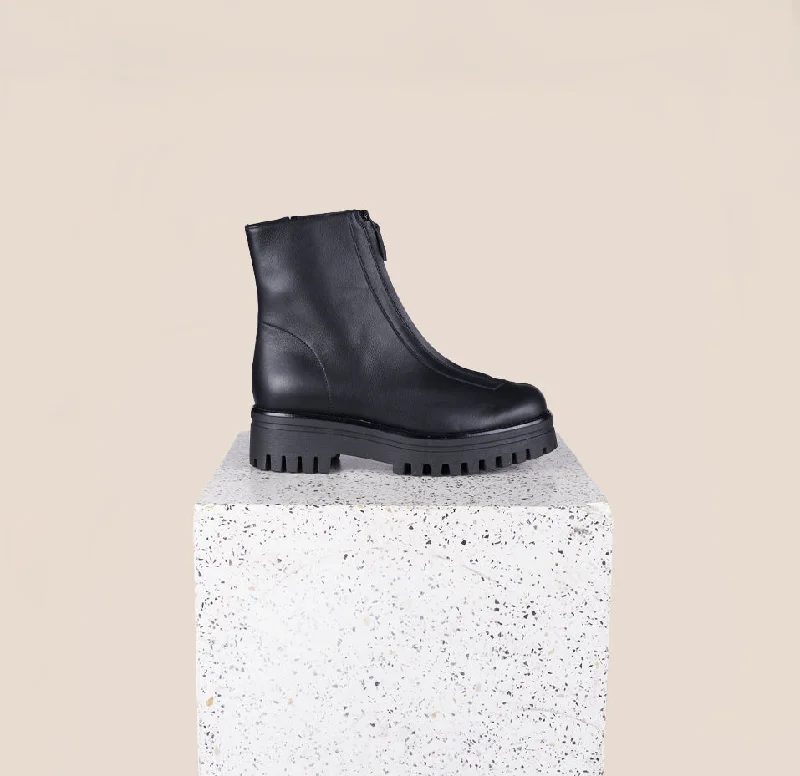 Classic Oxford Shoes Roma Lug Sole (Black Zipper)