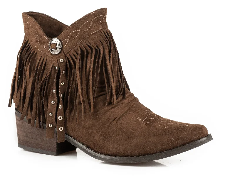 Trendy Walking Shoes Roper Womens Brown Faux Leather Fringy Cowboy Boots