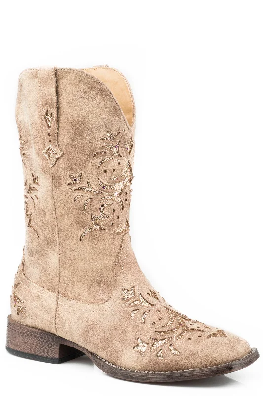 Comfortable Casual Sandals Roper Womens Beige Faux Leather Kennedy Cowboy Boots