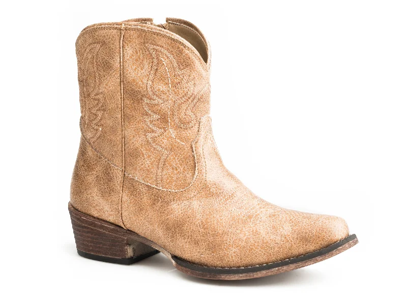 Durable Running Sandals Roper Womens Beige Faux Leather Shay Cowboy Boots