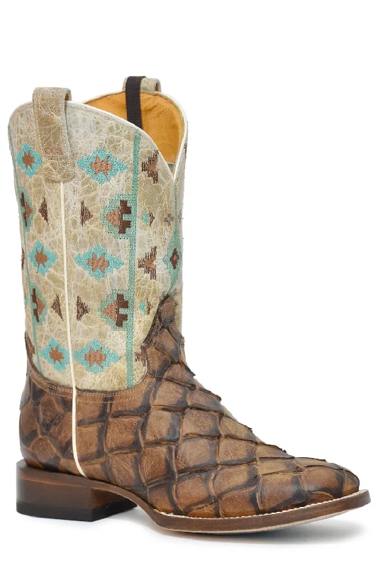 Comfortable Hiking Sandals Roper Womens Big Fish Aztec Tan Leather Cowboy Boots