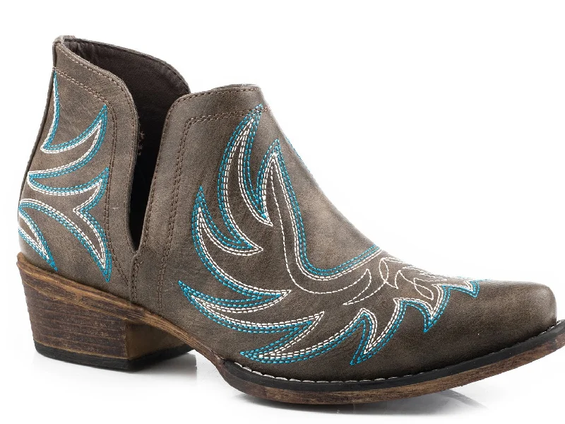 Designer Boots Collection Roper Womens Brown Faux Leather Ava Western Stitch Ankle Boots Designer Boots Collection Roper Womens Brown Faux Leather Ava Western Stitch Ankle Boots