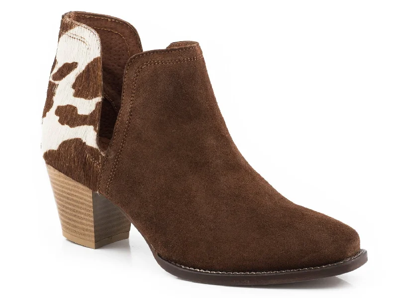 Best Dress Shoes Roper Womens Brown Leather Rowdy Cow Hair Ankle Boots