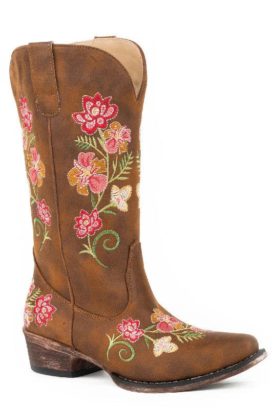 Outdoor Sneakers Collection Roper Womens Cognac Faux Leather Riley Floral Cowboy Boots Outdoor Sneakers Collection Roper Womens Cognac Faux Leather Riley Floral Cowboy Boots