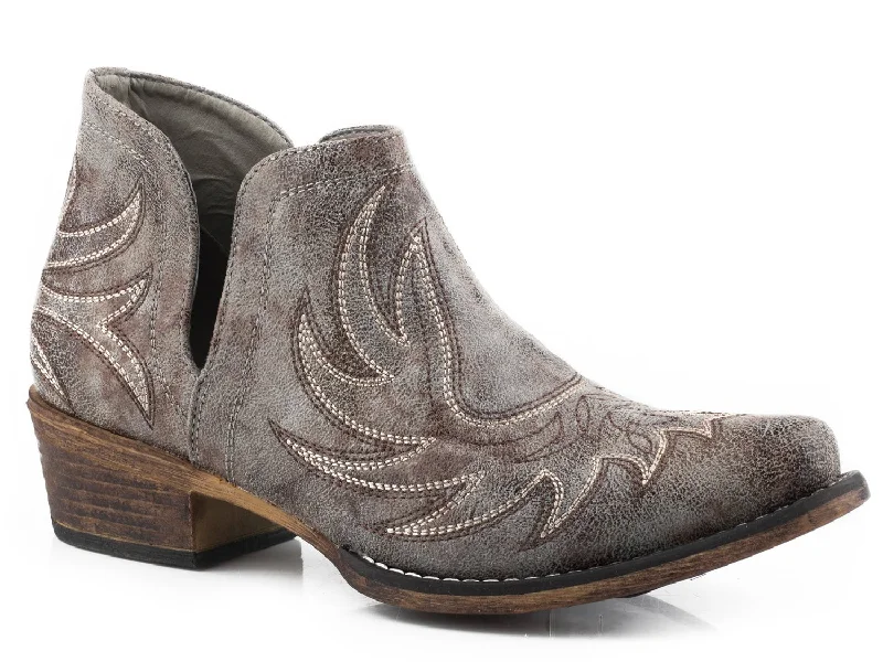 Durable Running Sandals Roper Womens Grey Faux Leather Ava Western Ankle Boots
