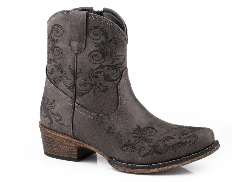 Trendy Platform Sneakers Roper Womens Grey Faux Leather Short Stuff Cowboy Boots