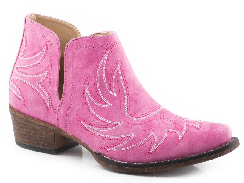 Outdoor Shoes Collection Roper Womens Pink Faux Leather Ava Western Ankle Boots
