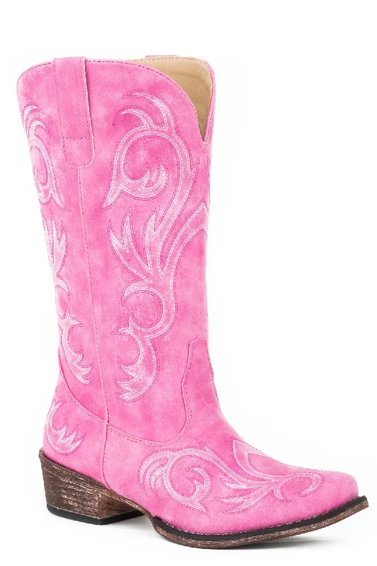 Formal Hiking Footwear Roper Womens Pink Faux Leather Riley Cowboy Boots