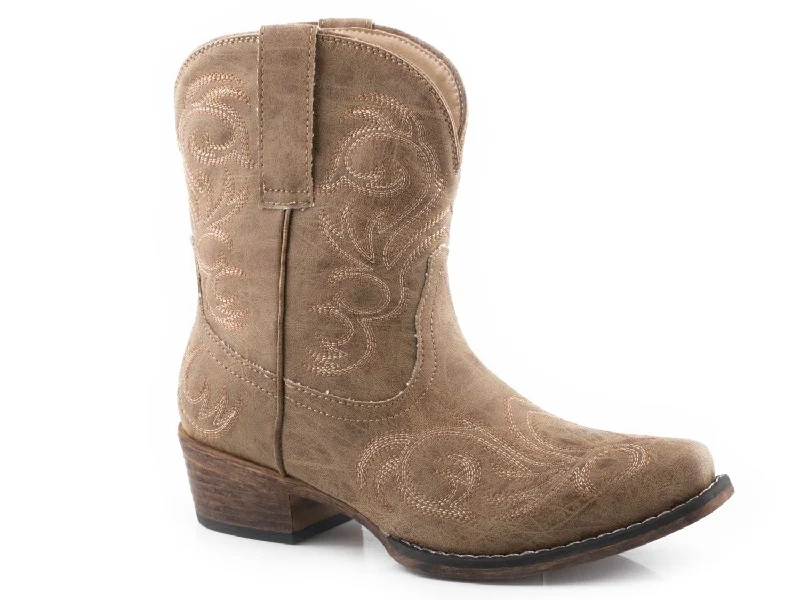 Trendy Boots For Winter Roper Womens Tan Faux Leather Riley Shorty Cowboy Boots