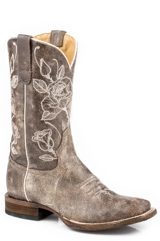 Comfortable Platform Boots Roper Womens Vintage Brown Leather Desert Rose Cowboy Boots Comfortable Platform Boots Roper Womens Vintage Brown Leather Desert Rose Cowboy Boots
