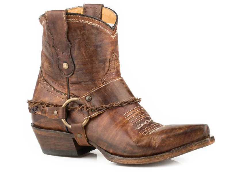 Sporty Casual Boots Roper Womens Vintage Brown Leather Selah Snip Toe Ankle Boots