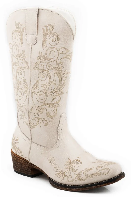 Sporty Running Shoes Roper Womens Vintage White Faux Leather Tall Stuff Cowboy Boots Sporty Running Shoes Roper Womens Vintage White Faux Leather Tall Stuff Cowboy Boots