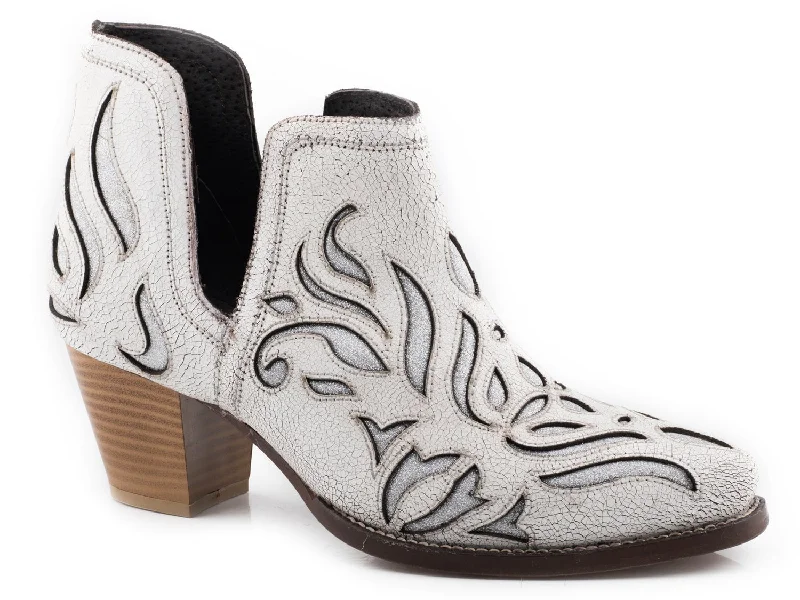 Sporty Casual Sneakers Roper Womens White Leather Rowdy Glitz Ankle Boots