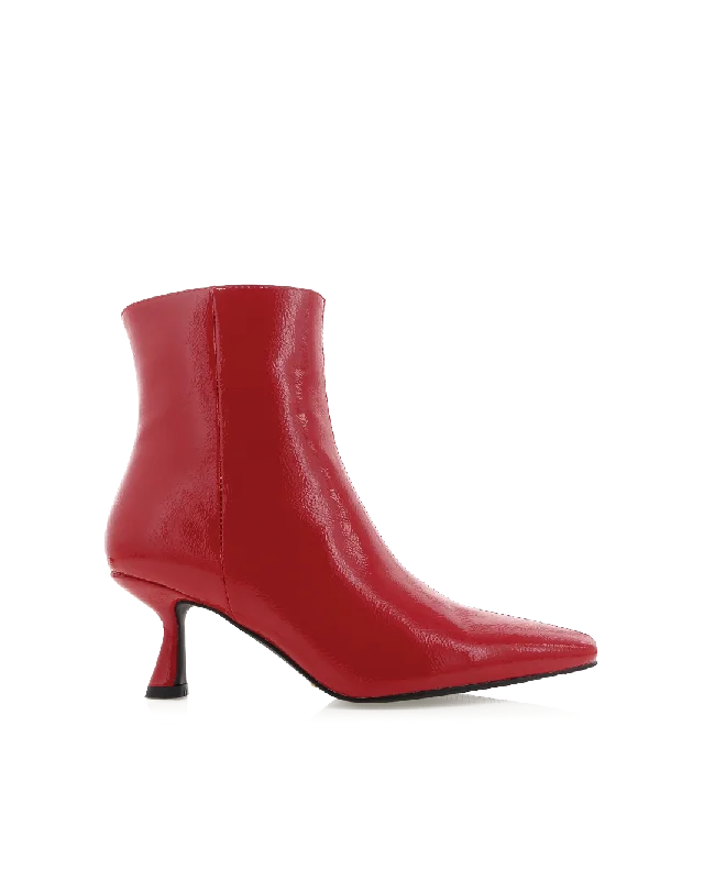 Cozy Winter Boots SARAH - CRIMSON CRINKLE PATENT