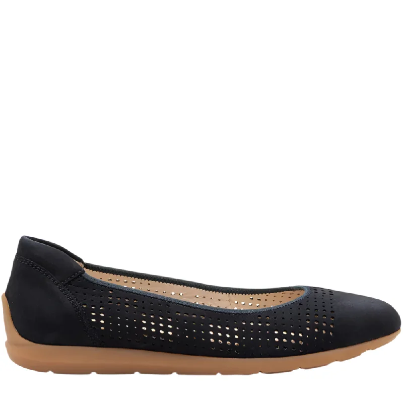 Classic Hiking Boots Ara Women's Sarah Perf Comfort Ballet Flat Navy Nubuck