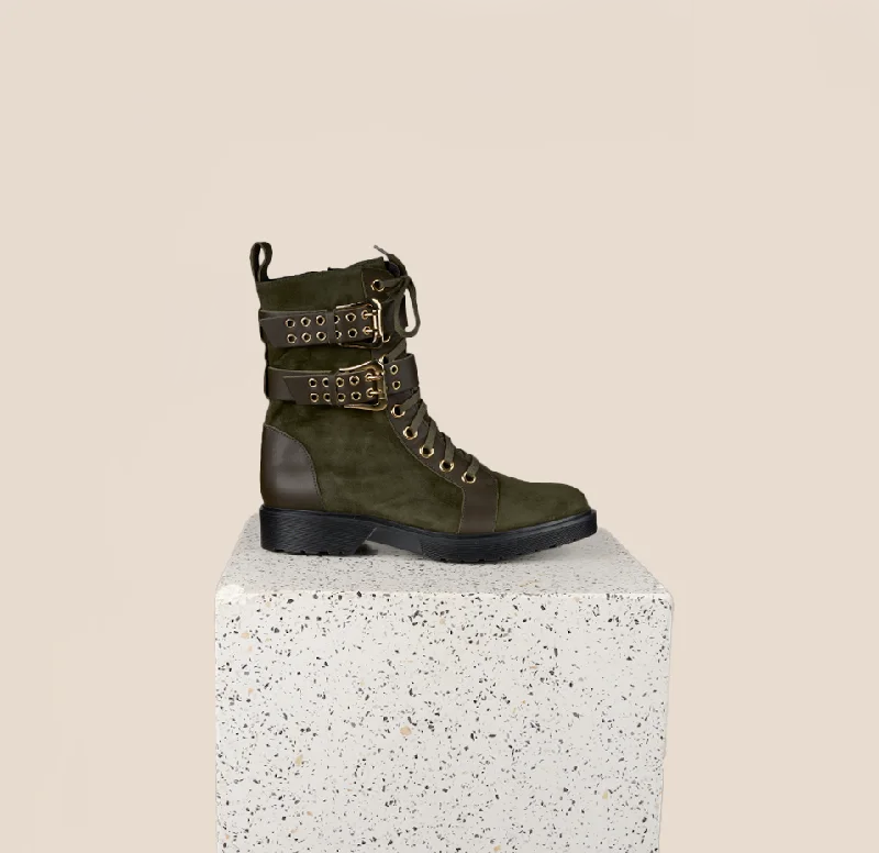 Luxury Hiking Shoes Savona - Army Green Suede