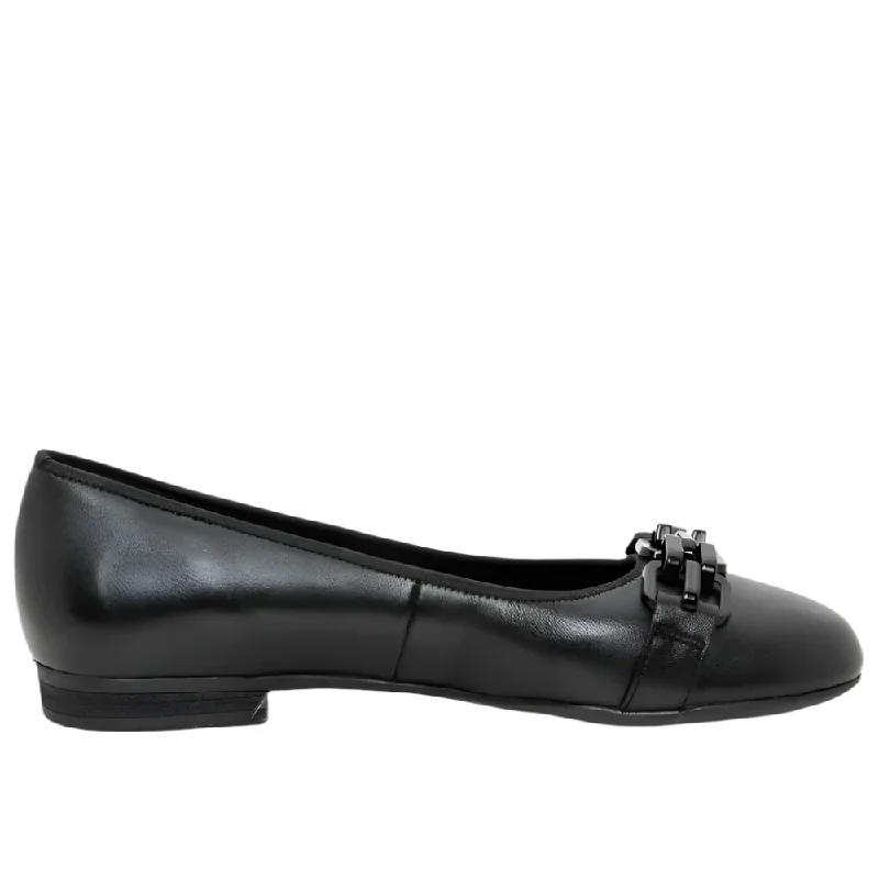 Slip-On Winter Shoes Ara Women's Scout Chain Ballet Flat Black Calf Leather