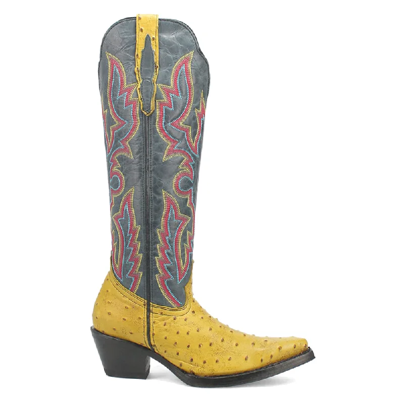 Breathable Hiking Footwear Selene Ostrich Print Snip Toe Cowboy Boots