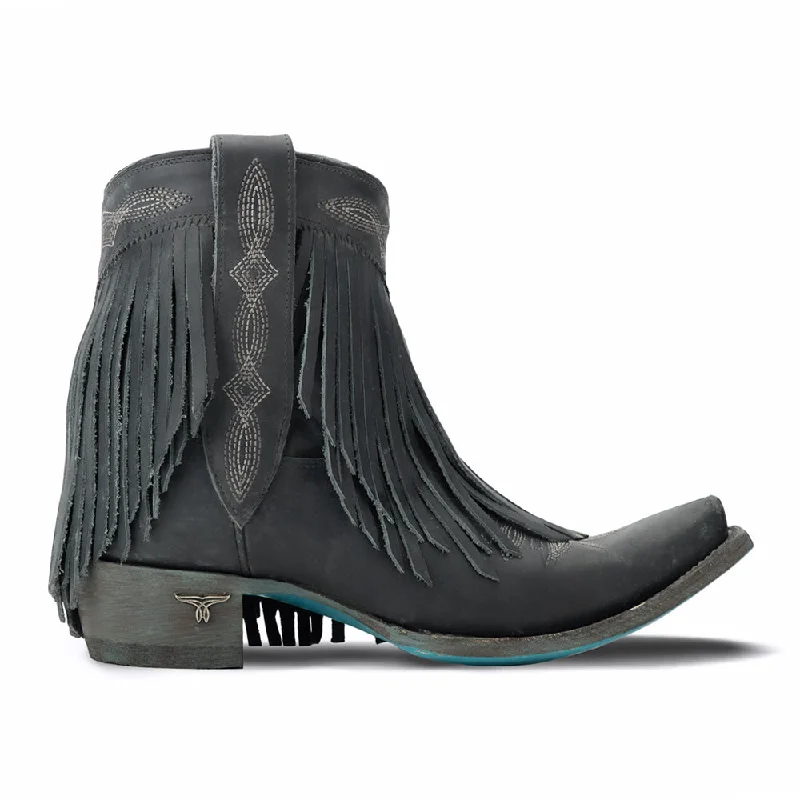 Luxury Leather Sneakers Senita Falls Fringe Embroidered Snip Toe Cowboy Booties