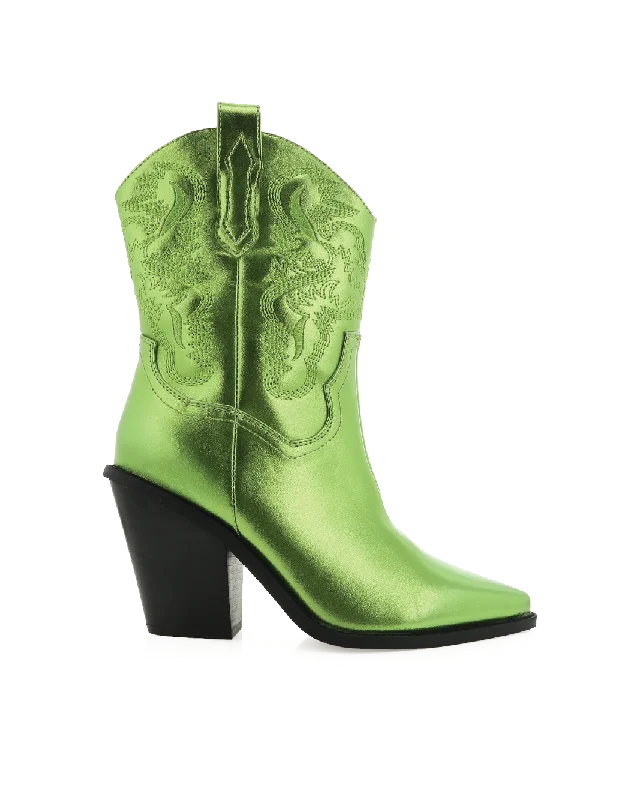 Comfortable Winter Sandals SERGIO - GREEN METALLIC