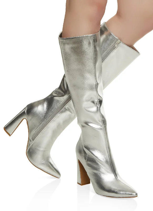 Luxury Sandals For Sale Pointed Toe Block Heel Tall Boots